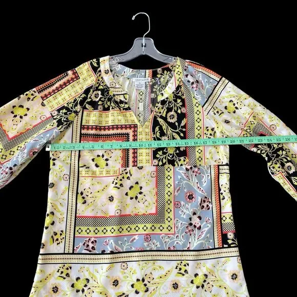 Vantarsi Floral Tunic Blouse V-neck Long Sleeve SZ/S - Picture 7 of 10